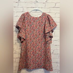 Floral Ruffle Sleeve Mini Dress